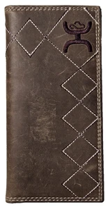 Portafoglio Hooey Rodeo Western Roughy invecchiato ricamato punto diamante marrone 7" - Foto 1 di 5