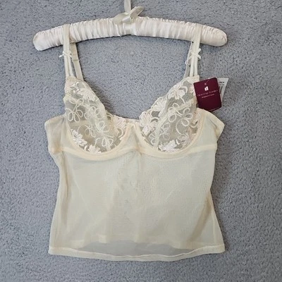 NEW NWT Donna Loren Off White Cami  Camisole bra Top Mesh Sheer Size L  - Image 1 of 4