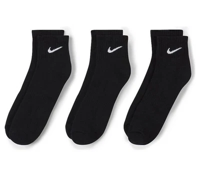 NUEVO Para Mujer Nike Acolchados 3 Pares Negros Calcetines al Tobillo 9-11 Foto 1 de 4