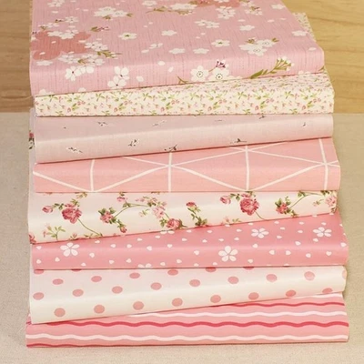 8 Fat Quarter Assorted Pink Cotton Fabric Quilting Charm Patchwok 20" Squares - Image 1 of 4