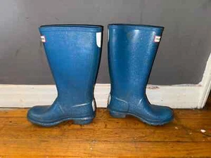 Hunter Girls Size US 2 - EU 32 Youth Original Green Tall Rain Winter Boots r6 - Picture 1 of 6