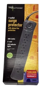 NEW Tech Solutions 7 Outlets Surge Protector with phone / fax protection - Picture 1 of 3