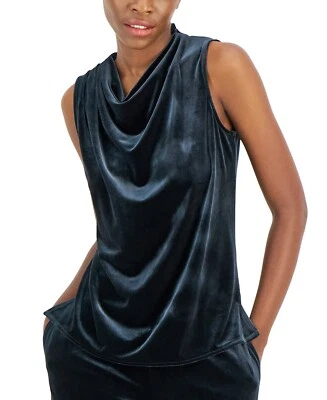 Alfani Women's Black Sleeveless Cowl Neck Velour Pullover Tank Top Size PS - Image 1 of 2