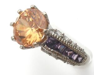 Purple & Gold Cubic Zirconia Ring Size 7 Fashion Jewelry CZ