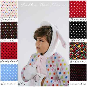 Super Soft Polka Dot Fleece Fabric in 8 Colour Options - Picture 1 of 32
