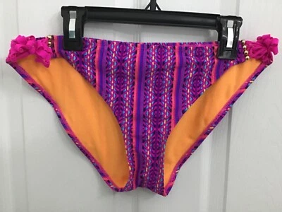 Bongo Bright Multi-Color Swim Bikini Bottom Bathing Suit Low Rise Large - Image 1 of 3
