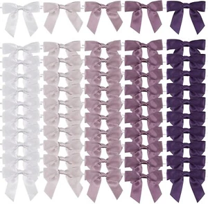 5 Colors Lilac Twist Tie Bows Purple Satin Ribbon Bows for Gift Wrapping - Picture 1 of 6