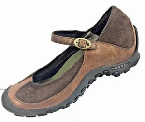 MERRELL Women's Mary Jane Saddle Brown Leather Suede Comfort Shoes Size 6.5M - Picture 1 of 10