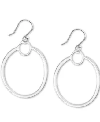 Brincos de gota de 2-1/4 pol. elegante argola aberta tom prata marca sorte US$ 29 Q1 - Imagem 1 de 2