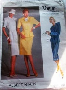 VINTAGE VOGUE GRÖSSE 10 KLEID MUSTER #1862 VON ALBERT NIPON UNGESCHNITTEN 1987 - ZWEI STILE - Bild 1 von 12