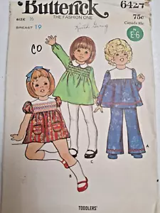 Dress Smocked Pants Infant Girls 1/2 6M Butterick 6427 Sewing Pattern Cut Short - Picture 1 of 7