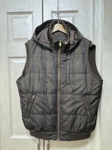 Vintage Structure Man’s Large Brown Plaid Hooded Puffer Vest - Picture 1 of 11