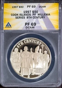 1997 $50 Silver Millenium Collection 8th Century PF 69DCAM ANACS 762516 + Bonus - Picture 1 of 2