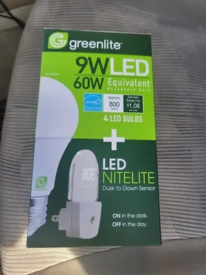 9w Led Light Bulbs + Led Nitelite Greenlite  60w Equivalent - Image 1 of 4