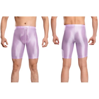 Mens Ultra-thin Oil Shiny Glossy Boxer Shorts Underwear Bulge Pouch Boxer Briefs - Image 1 of 4