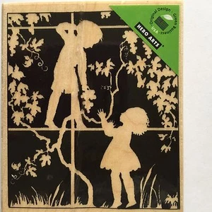 Hero Arts In The Garden K5353 Wooden Mounted Rubber Stamp Retired Children Vines - Bild 1 von 3
