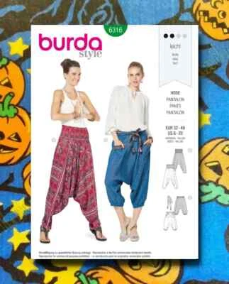 Burda 6316 Hammer Pants Belly Genie Aladdin Harem Sewing Pattern 6-20 b6316 - Image 1 of 4