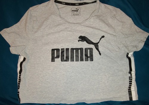 T shirt donna Puma nera logo girocollo manica corta cropped taglia large