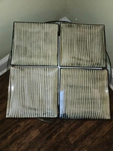 Set of 4 Threshold BAMBOO Square Dinner Plates Stoneware 10 1/4" Darker Toning - Picture 1 of 11