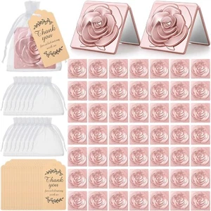 30 Set Rose Compact Mirror Bulk Wedding Party Favors for Guest Rose Shape Travel - Picture 1 of 6