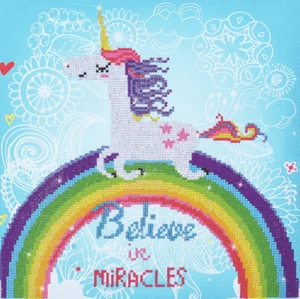 Diamond Dotz - Diamond Painting Kit - Believe In Miracles 35x35 Rainbow,Unicorn - Picture 1 of 2