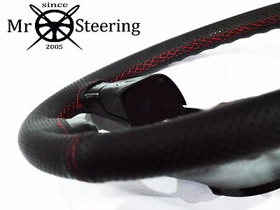FOR CHEVROLET CAMARO MK3 PERFORATED LEATHER STEERING WHEEL COVER RED DOUBLE STCH - Image 1 of 4