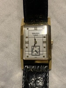 Gruen Curvex Quartz Mens Gold Tone 10 Micron NewBattery Swiss The Franklin Mint - Picture 1 of 15