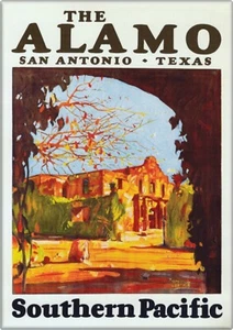 Calamita - Poster da viaggio Alamo San Antonio Texas Pacifico meridionale regalo 3,5" - Foto 1 di 2