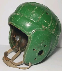 Elmetto da calcio in pelle antico anni 20 30 Old Rawlings casco da calcio in pelle - Foto 1 di 22