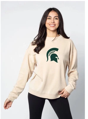 Michigan State Spartans Chicka-d Women’s Oatmeal Campus Crew Sweatshirt sz Small - Image 1 of 4
