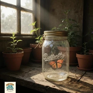 Electronic Butterfly Jar Fluttering Motion Realistic Toy Nature Decor Gift - Picture 1 of 10