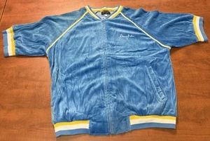 Vintage Y2K Sean John Hip Hop Baggy Baby Blue Yellow Velour Track Jacket Sz L - Picture 1 of 4