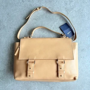 Borsa messenger JIL SANDER NAVY in pelle borsa a tracolla 2 vie beige usata Giappone - Foto 1 di 10