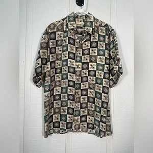 Burma Bibas Shirt Men's 100% Silk Short Sleeve Button Down Vintage SZ Medium EUC - Picture 1 of 6