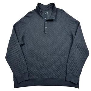 LL Bean Pullover Men's XL Black Quilted Snap Mock Neck Sweater Traditional Fit - Picture 1 of 10