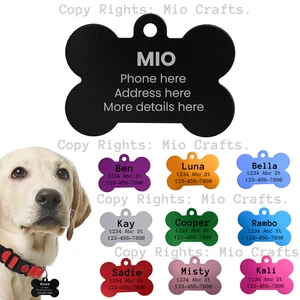 Custom Engraved Personalized Dog Pet tags Engraved ID Dog Cat Tag BOTH SIDES - Picture 1 of 5