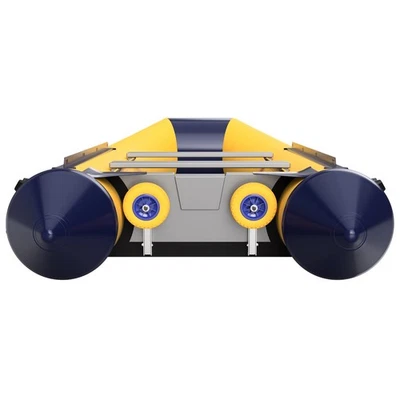 Slipräder Heckräder Schlauchbooträder klappbar Edelstahl V4A gelb/blau - Bild 1 von 4