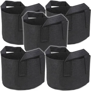 Paquete de 5 bolsas de cultivo cortas y anchas para jardineras de 1 galón con asas (negras 5H x 8D) - Imagen 1 de 4