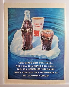 Pubblicità Coca Cola Coca Cola galleggiante su iceberg 11x14 vintage 1960 - Foto 1 di 1