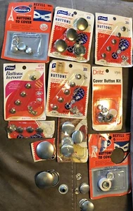 Vtg Cover Your Own Buttons Kit Lot Various Prims And Others Sizes C24 - Picture 1 of 1