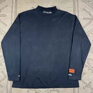 Heron Preston Ctnmb langärmliges schwarzes T-Shirt mit Stehkragen Größe XL - Bild 1 von 8