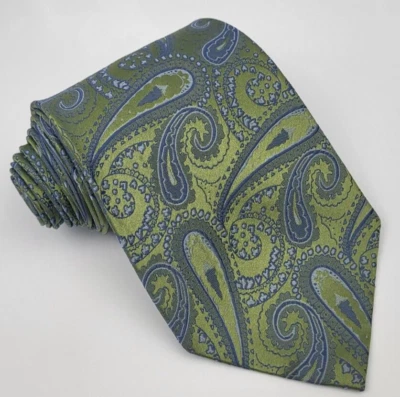 Corbata de seda Croft & Barrow verde azul gris cachemira para hombre 58 x 3,5/8 Foto 1 de 4