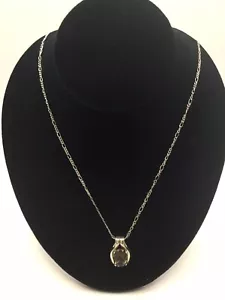 Vintage Sterling Silver KBN 925 Smoky Quartz Pendant Necklace - Picture 1 of 8