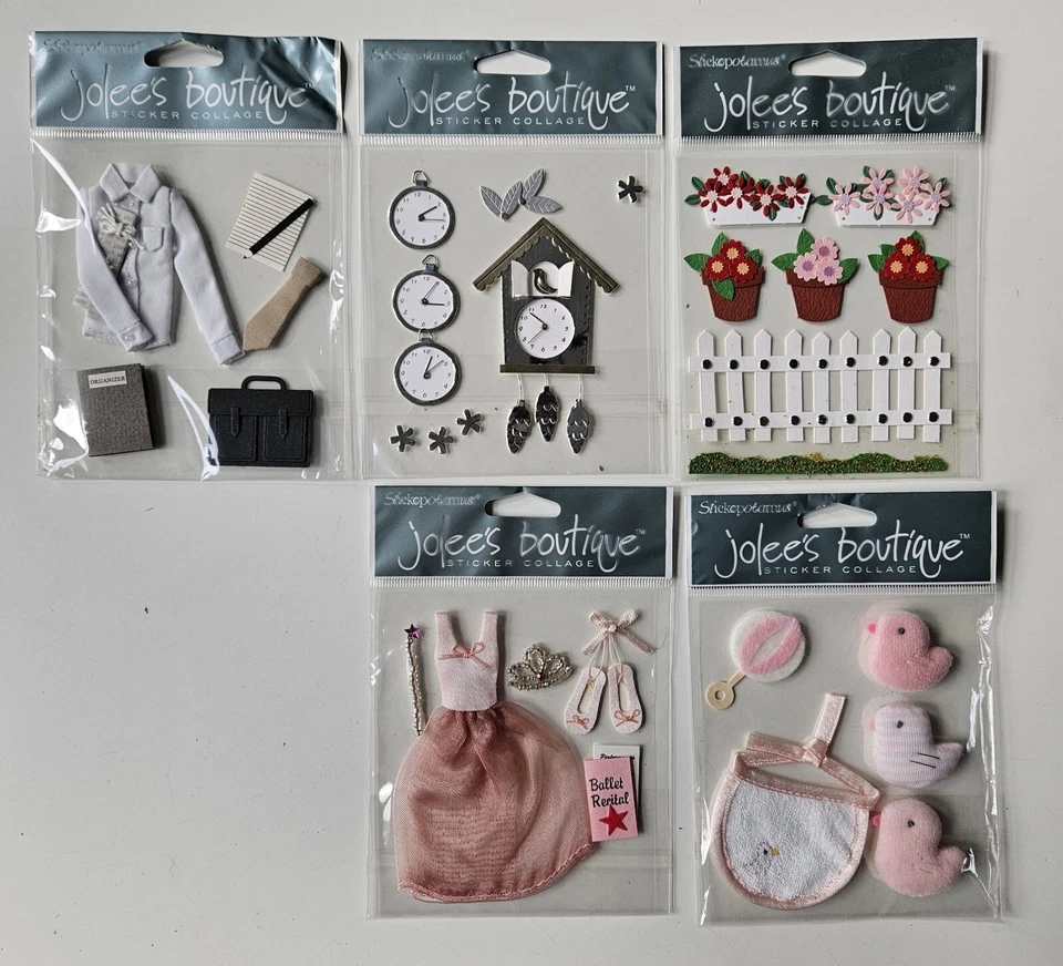 Lot Of 5 Early, Hard To Find 3D JOLEE'S STICKERS Platinum Label By Stickopotamus - Image 1 of 1