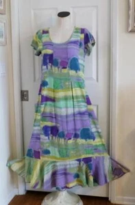 JAMS WORLD Abstract Watercolor CLARICE Maxi Flounce Back Tie Dress M Rare EUC - Picture 1 of 15