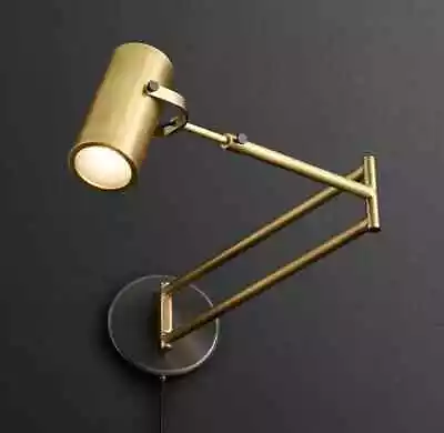 1950s Vintage Mid Century Stilnovo Solid Brass Swing-Arm Sconce Adjustable Light - Image 1 of 4