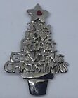 Christmas Tree JOY LOVE PEACE GIVING CHRISTMAS 1997 Vintage Silver Brooch V-9895