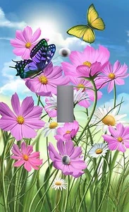 Light Switch Plate Outlet Covers FLOWERS AND BUTTERFLIES - Picture 1 of 26