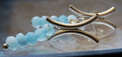 ORECCHINI IN ARGENTO LEGGE CON ACQUAMARINA SFACCETTATA - Immagine 1 di 3