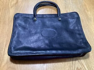 Vintage markenlose schwarze Leder-Folio-Aktentasche - Bild 1 von 7